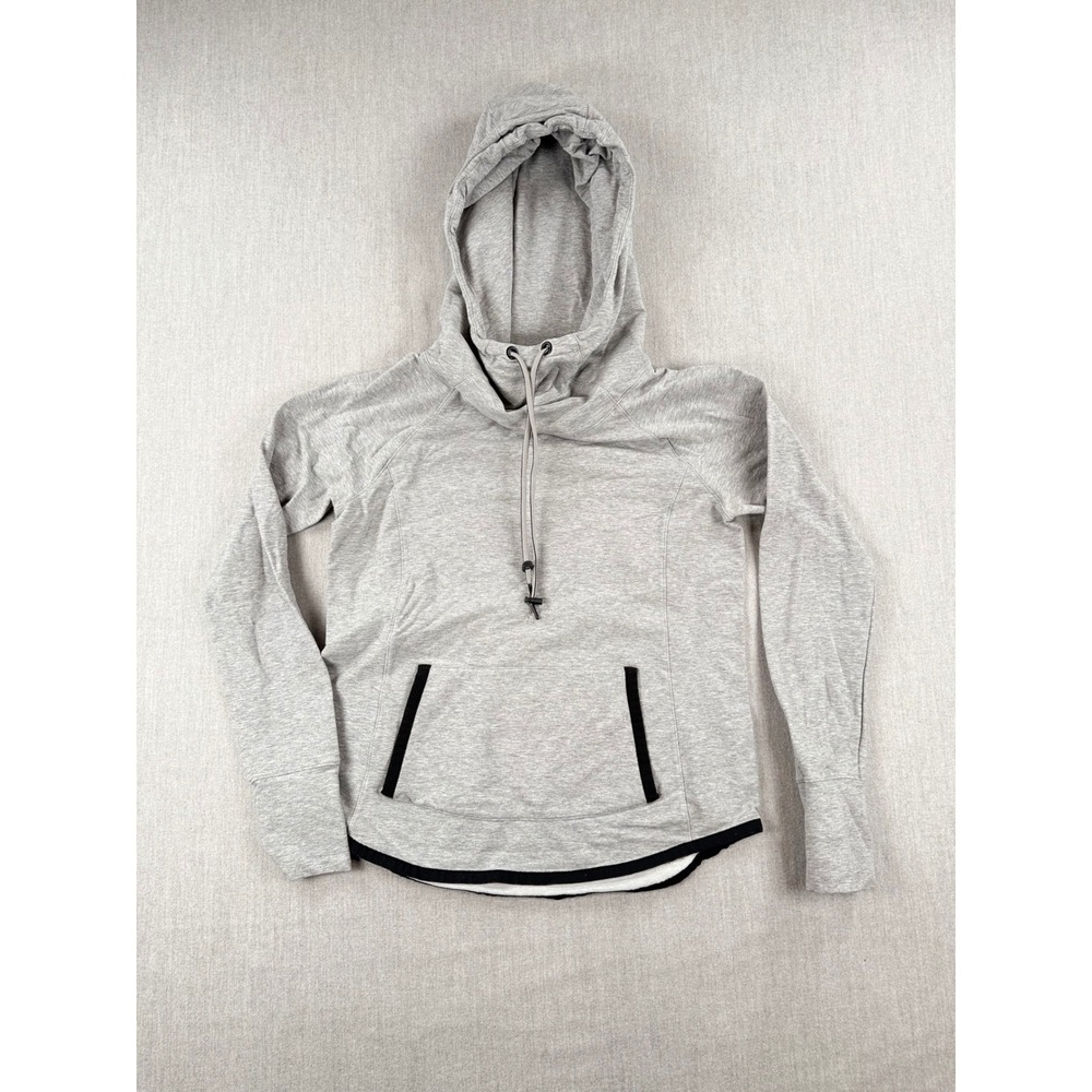 Athleta Womens Grey Heathered Funnel Neck Hoodie Sweatshirt Size S